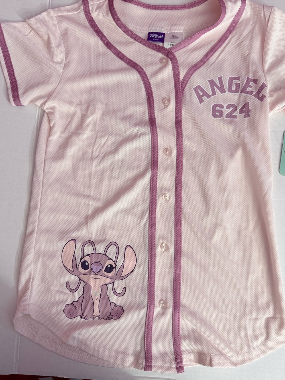 Disney Pink & Purple Stitch 'Angel 624' Baseball Jersey Top